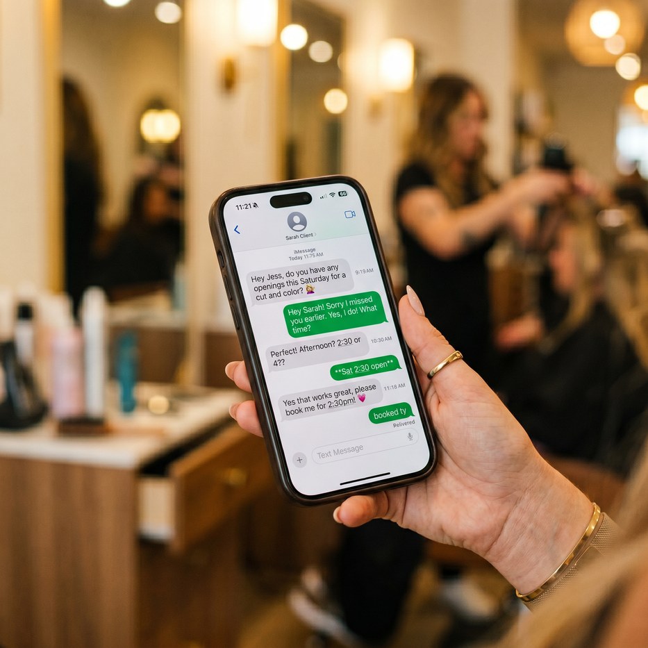 Phone screen with booking notification